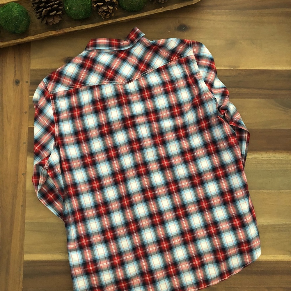 American Eagle Fall Plaid Snap Front Button Down - image 7